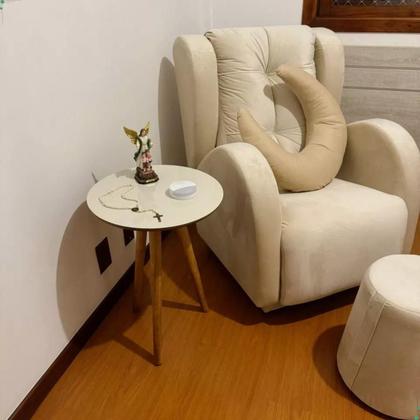 Imagem de Mesa De Apoio Lateral Canto Redonda Decoração Sala Pé Palito