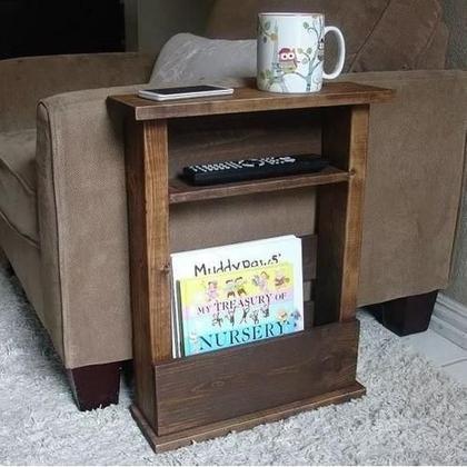 Imagem de Mesa De Apoio Lateral De Sofá Com Revisteiro Cor Imbuia