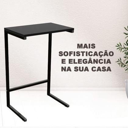 Imagem de Mesa De Apoio Lateral Encaixe Braço Sofá Cama Até 20kg Madeira Aço Vintage