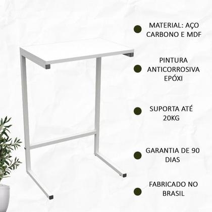 Imagem de Mesa De Apoio Lateral Encaixe Braço Sofá Cama Até 20kg Madeira Aço Vintage