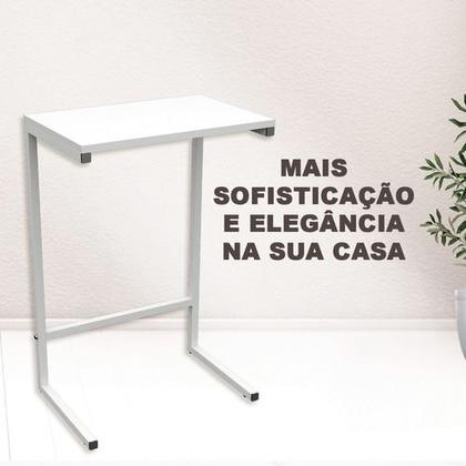 Imagem de Mesa De Apoio Lateral Encaixe Braço Sofá Cama Até 20kg Madeira Aço Vintage