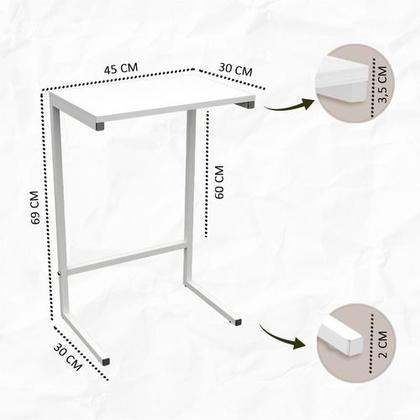 Imagem de Mesa De Apoio Lateral Encaixe Braço Sofá Cama Até 20kg Madeira Aço Vintage