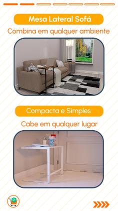 Imagem de Mesa De Apoio Lateral Multiuso Sala Quarto Sofá Home Office Estudo Café Petiscos Eventos