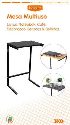 Imagem de Mesa De Apoio Lateral Multiuso Sala Quarto Sofá Home Office Estudo Café Petiscos Eventos