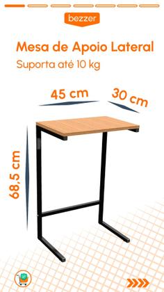 Imagem de Mesa De Apoio Lateral Multiuso Sala Quarto Sofá Home Office Estudo Café Petiscos Eventos