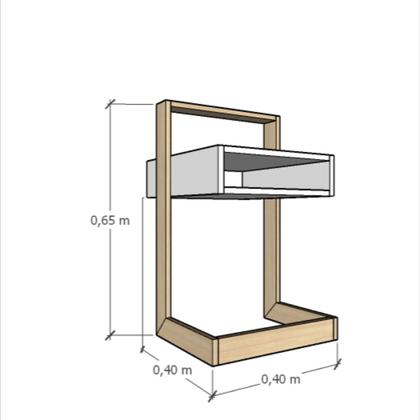 Imagem de Mesa de apoio lateral na cor branca com detalhe amadeirado