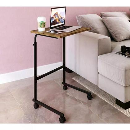 Imagem de Mesa De Apoio Lateral Para Notebook Com Rodizios Preto Noce Oro Pp Milani Store Preto Noce Oro