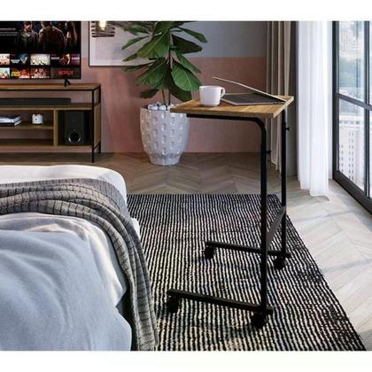 Imagem de Mesa De Apoio Lateral Para Notebook Com Rodizios Preto Noce Oro Pp Milani Store Preto Noce Oro