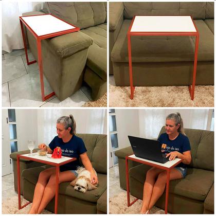 Imagem de Mesa de Apoio Lateral para Sofá Belfast Branco e Branco