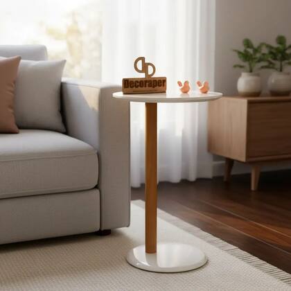 Imagem de Mesa De Apoio Lateral Para Sofá Monopé Com Vidro -