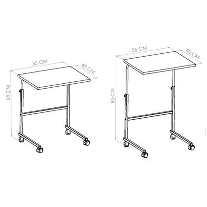 Imagem de Mesa De Apoio Lateral Sofa Ajustável Preto e Noce Oro Industrial Mesinha Auxiliar Placa e Ponto