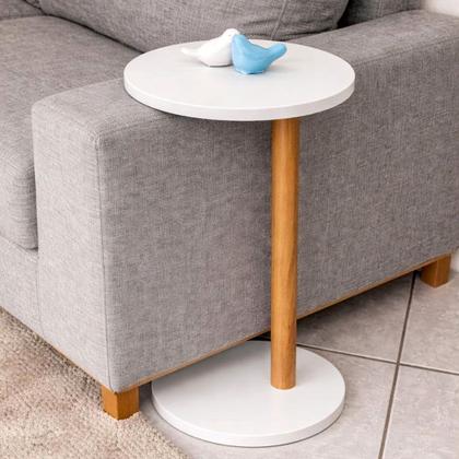Imagem de Mesa De Apoio Monopé Lateral Redonda Para Sofá Ou Cama Branca