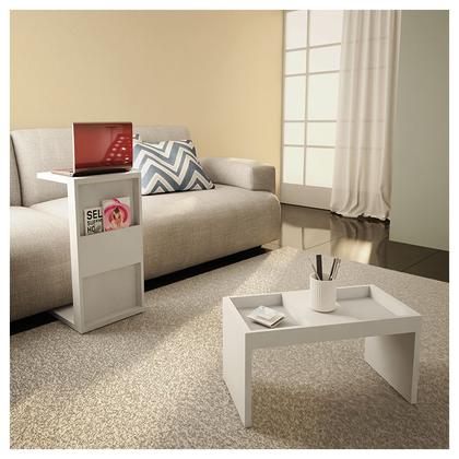 Imagem de Mesa De Apoio Para Notebook e Sofá Branco Book Líder Design
