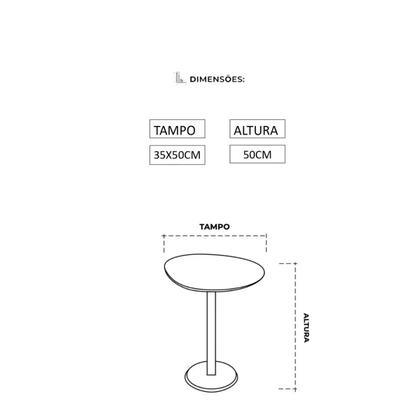 Imagem de Mesa de Apoio para Sala de Estar Monopé Orgânica 35x50cm Branco