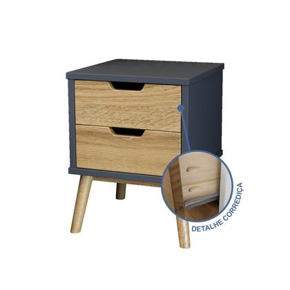Imagem de Mesa de Cabaceira 2 Gavetas em Madeira Maciça Lara