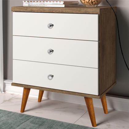 Imagem de Mesa de Cabeceira 03 Gavetas Status J&A Móveis  Jequitibá/OFF White