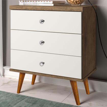 Imagem de Mesa de Cabeceira 03 Gavetas Status J&A Móveis  Jequitibá/OFF White