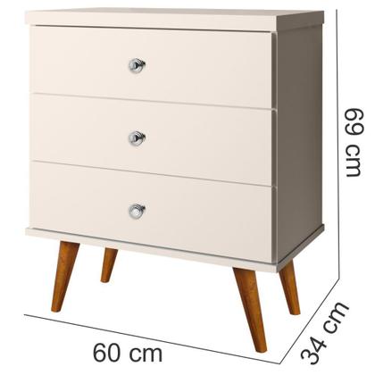 Imagem de Mesa de Cabeceira 03 Gavetas Status J&A Móveis  OFF White