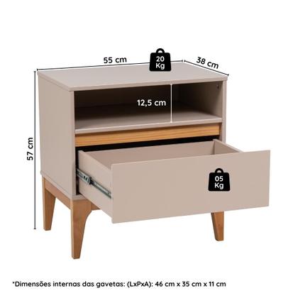 Imagem de Mesa de Cabeceira 1 Gaveta 1 Nicho Bento Yescasa