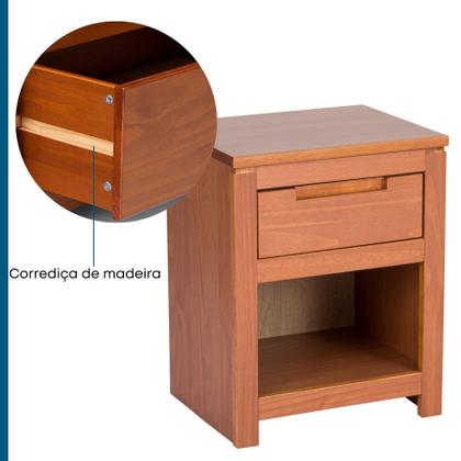 Imagem de Mesa de Cabeceira 1 Gaveta 1 Nicho Madeira Maciça Madma