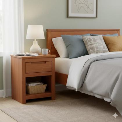 Imagem de Mesa de Cabeceira 1 Gaveta 1 Nicho Madeira Maciça Madma