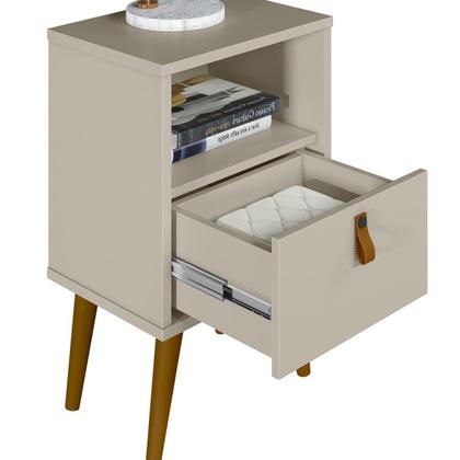 Imagem de Mesa de Cabeceira 1 Gaveta 1 Nicho Pés Palito Retrô Búzios