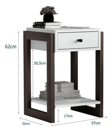 Imagem de Mesa de Cabeceira 1 Gaveta 1661 Madeira e PVC