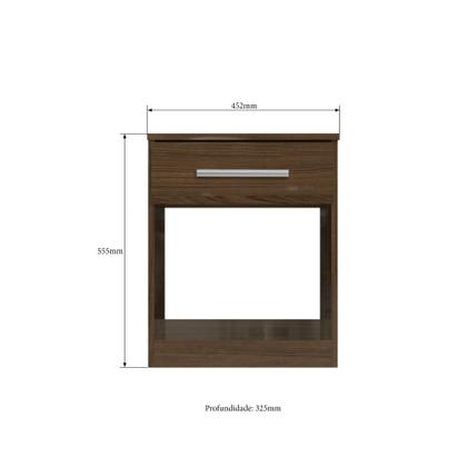 Imagem de Mesa de Cabeceira 1 Gaveta Basic CM6001 Cacau Brilho