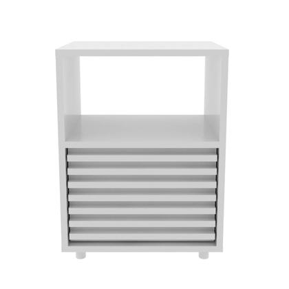 Imagem de Mesa de Cabeceira 1 Gaveta c/ Ripado Branca