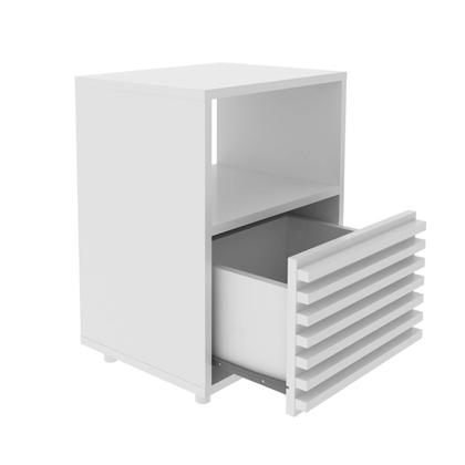 Imagem de Mesa de Cabeceira 1 Gaveta c/ Ripado Branca