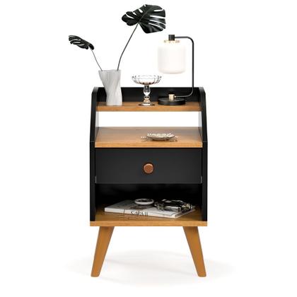 Imagem de Mesa De Cabeceira 1 Gaveta Nicho Prateleiras Mini Cômoda Criado Dakota