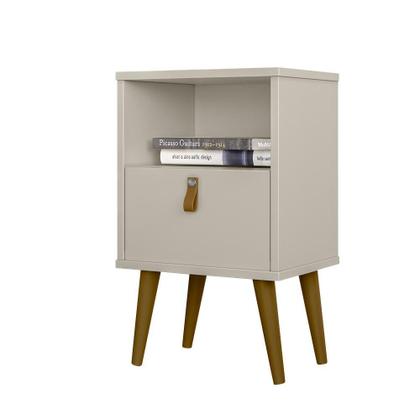 Imagem de Mesa de Cabeceira 1 Gaveta Off White Pés Palito