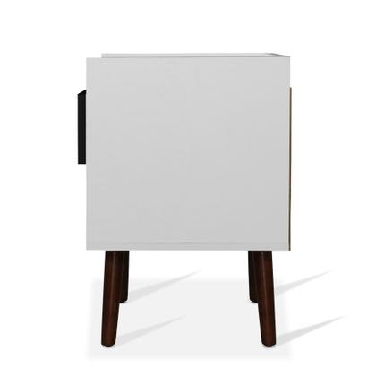 Imagem de Mesa de Cabeceira 1 gaveta pé palito Nice Inspire House Branco com Preto