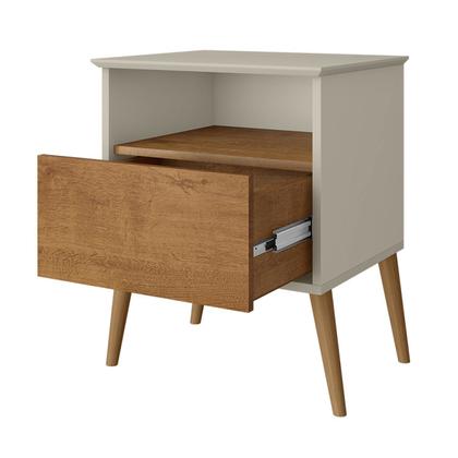 Imagem de Mesa de Cabeceira 1 Gaveta Pés de Madeira Maciça Cancun Móveis Bechara