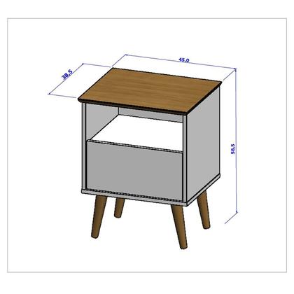 Imagem de Mesa de Cabeceira 1 Gaveta Pés de Madeira Maciça Cancun Móveis Bechara