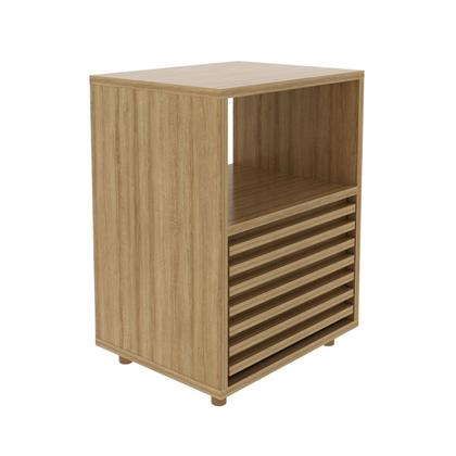 Imagem de Mesa de Cabeceira 1 Gaveta Ripado Cm8042 Amêndoa - Tecno Mobili