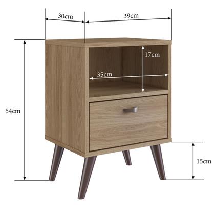 Imagem de Mesa de Cabeceira 1 Prateleira 1 Gaveta Oak - Completa Móveis