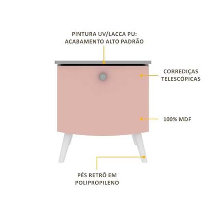 Imagem de Mesa de Cabeceira 100% Mdf com 1 Gaveta Doçura Multimóveis