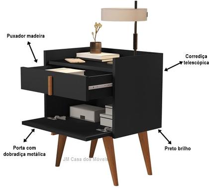 Imagem de Mesa de Cabeceira 1188 Plus Pés Palito com Gaveta e Porta - cores - Comprar Moveis para sua Casa