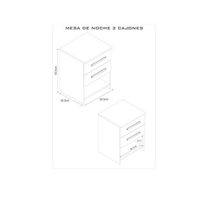 Imagem de Mesa de Cabeceira 2 Gavetas 0238R Atualle