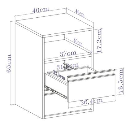 Imagem de Mesa de Cabeceira 2 Gavetas 100 MDF Select Belmax