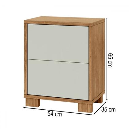 Imagem de Mesa de Cabeceira 2 Gavetas 100% Mdf Tw55 Freijó/Off White - Pradel