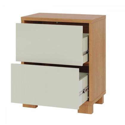 Imagem de Mesa de Cabeceira 2 Gavetas 100% Mdf Tw55 Freijó/Off White - Pradel