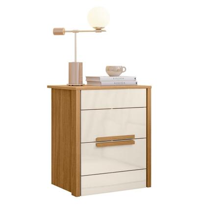 Imagem de Mesa de Cabeceira 2 Gavetas 51cm Lara M07 Freijó/Off White - Mpozenato