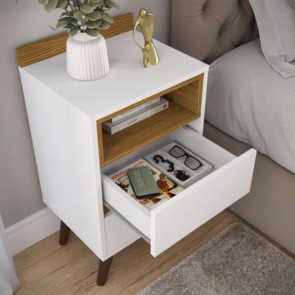 Imagem de Mesa de Cabeceira 2 Gavetas Alamo Duda Com Nicho Embutido Retrô