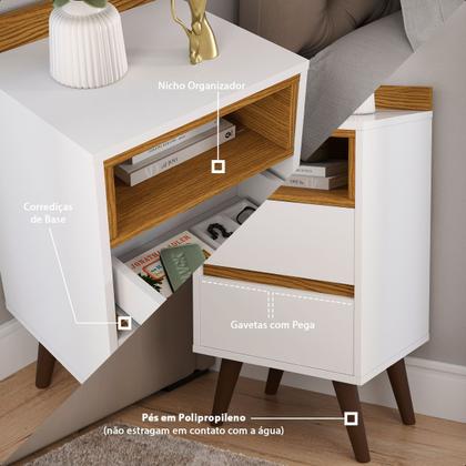 Imagem de Mesa de Cabeceira 2 Gavetas Alamo Duda Com Nicho Embutido Retrô