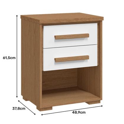 Imagem de Mesa de Cabeceira 2 Gavetas Angra Rimo Carvalho/Branco