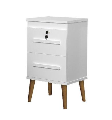 Imagem de Mesa de Cabeceira 2 Gavetas Branca c/ Chave - Trinobel