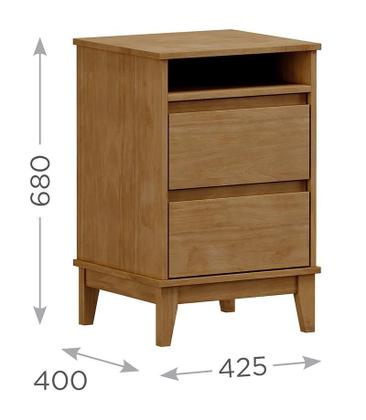 Imagem de Mesa De Cabeceira 2 Gavetas C/Nicho Prata Freijo 2800F - Finestra