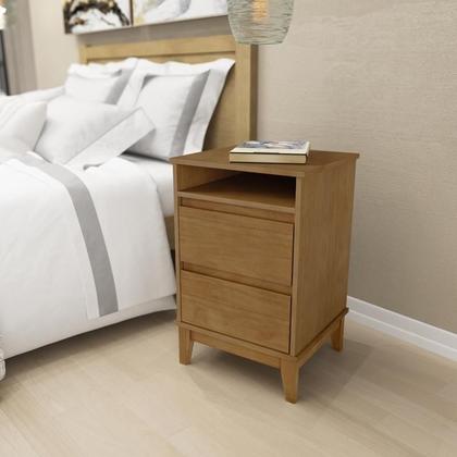 Imagem de Mesa De Cabeceira 2 Gavetas C/Nicho Prata Freijo 2800F - Finestra